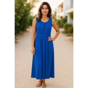 Lands' End Blue Soft Knit Sleeveless Maxi Dress Size 2X 20W-22W Plus Sz Summer